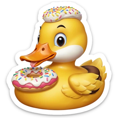 Duck with a doughnut  sticker