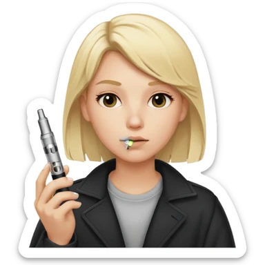 vaping person with blonde hair holding a vape pen sticker