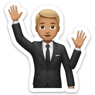 Hands up man meme put a suit on him with tie sticker