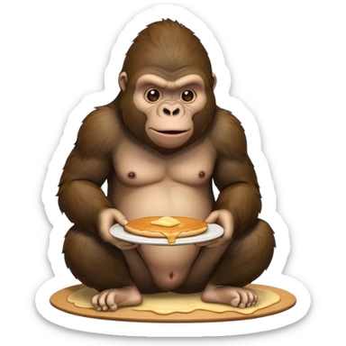 gorilla eating pancakes while pooping sticker