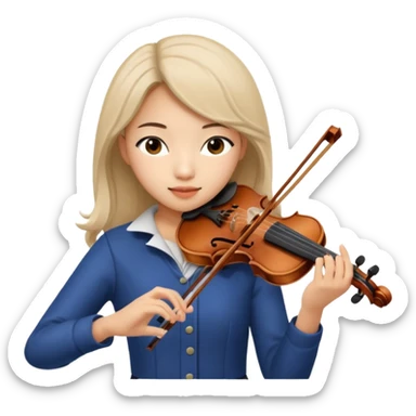 pretty asian girl playing a violin, musical notes sticker