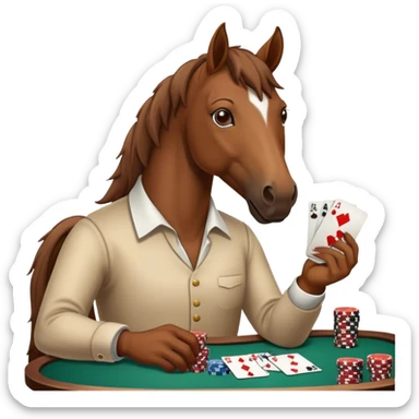 horse playing poker sticker