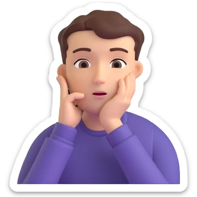 thinking face, looking up, hand on chin sticker