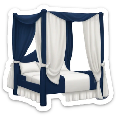 Navy blue canopy bed with white bows sticker