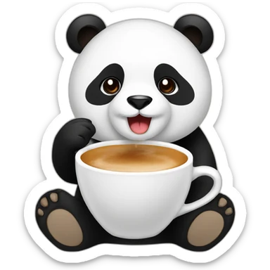 a panda drinking a cappuccino sticker