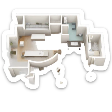 Floor plan with magnifying glass on top sticker