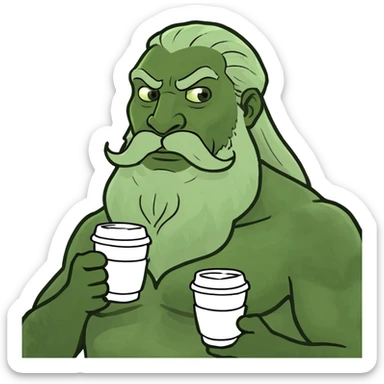 Zeus holding two cups of coffee sticker