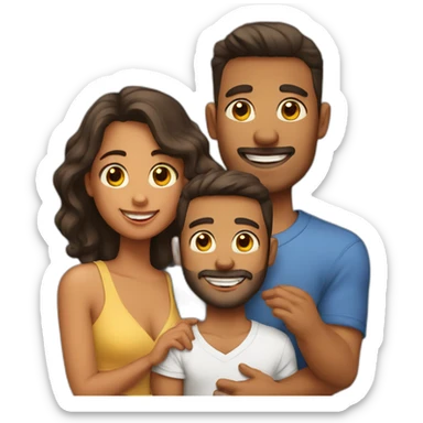 familia, casal e 2 cachorros sticker
