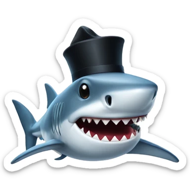 Shark with a top hat sticker