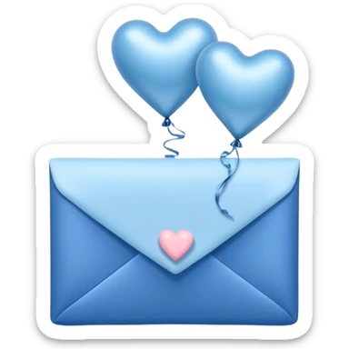 dark blue love letter in pastel blue and perl metallic heart-shaped balloons sticker