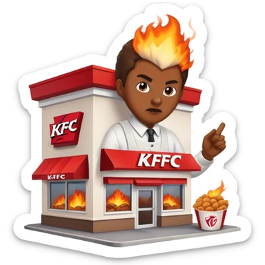 someone destroying kfc while the earth is on fire sticker