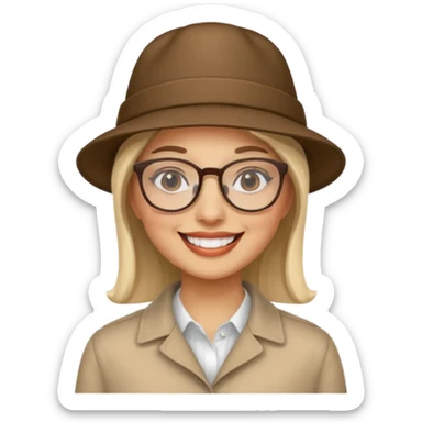 woman wearing hats and glasses sticker