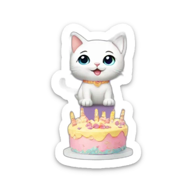 kitten birthday party sticker