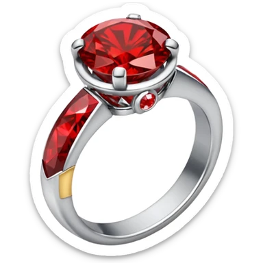 red ring marry red diamond metal prata sticker