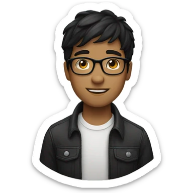 A young guy with glasses with black hair sticker