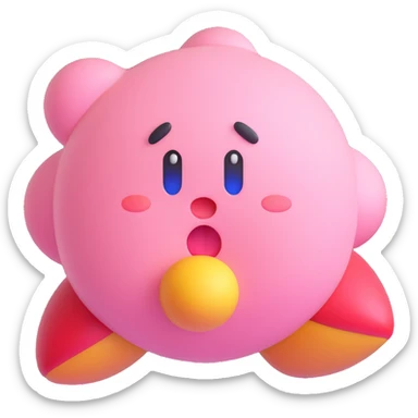 Kirby inhaling, cheeks puffed out, simple background sticker