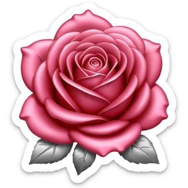 A rose emoji made of liquid silver metal minimalistic iOS emoji style, centered, sticker