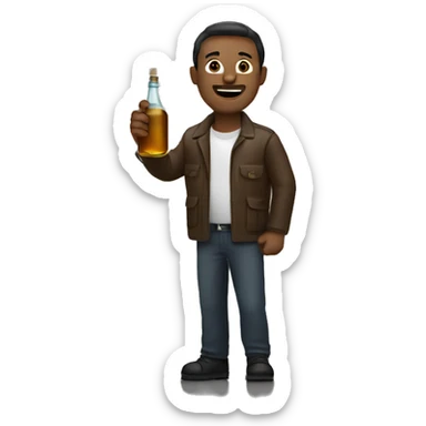 Man on a monolit with a bottle in right hand sticker
