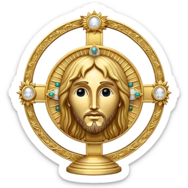 Eucharistic monstrance emoji with Christ’s face sticker
