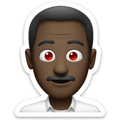 man with red eyes holding a white rolled cigar sticker
