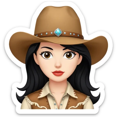 A women with black hair dress like a cowgirl  sticker