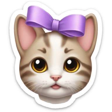 cute kitten a bow on its head sticker