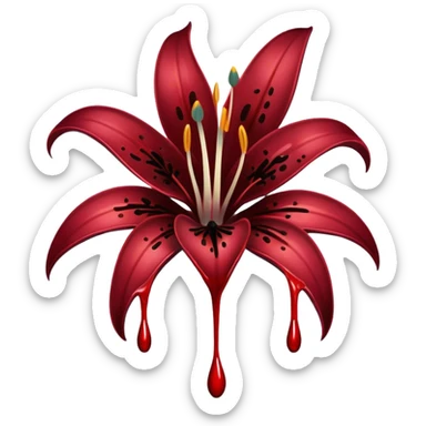 Black lily with blood drips sticker