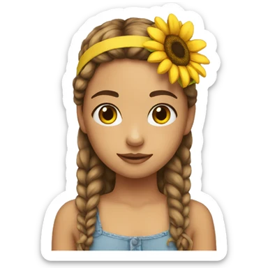 a girl with sunflower plushie head band sticker