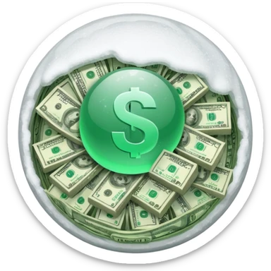 Snow ball with dollar bills  sticker