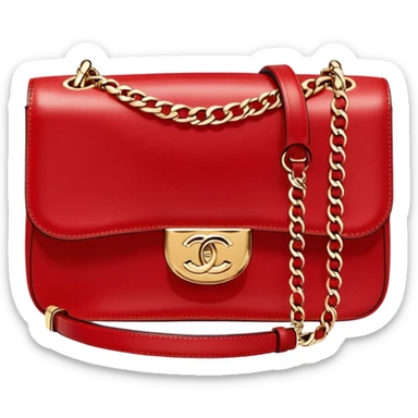 chanel bright red color bag gold hardware sticker