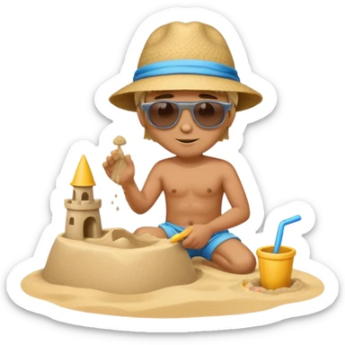 Man building sand castle sticker