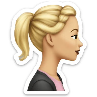 Girl with bun kissing blonde sticker