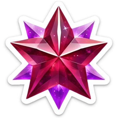 Dark Red jewel star with violet space dust inside sticker