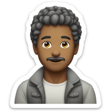 muchacho pelo gris sin barba ni bugote con un pastel sticker