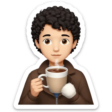 Un homme de 16 ans aux cheveux noirs bouclés avec une couleur de peau, couleur, chocolat chaud, tout skinny  sticker