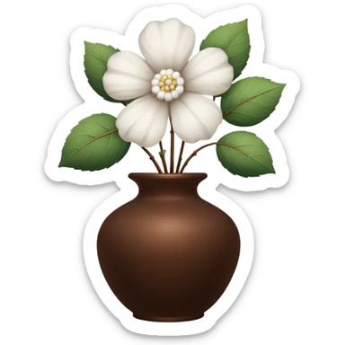 White flower Cotton in a brown vase sticker