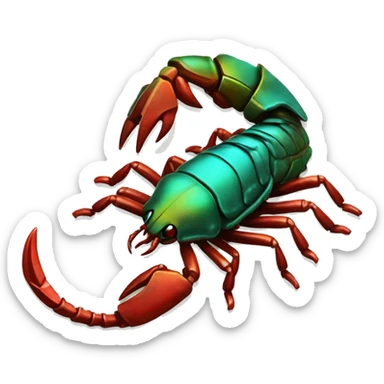 Black red gold green cyan rusty grunge scorpion with stinger sticker