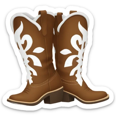 Brown cowgirl boots with white details  sticker