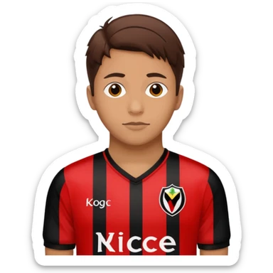 Supporter de L’ogc Nice. Maillot de foot rouge et noir (bandes) logo Kappa. Et logo de L’ogc Nice original. sticker