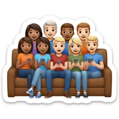 group of friends on couch having fun sticker