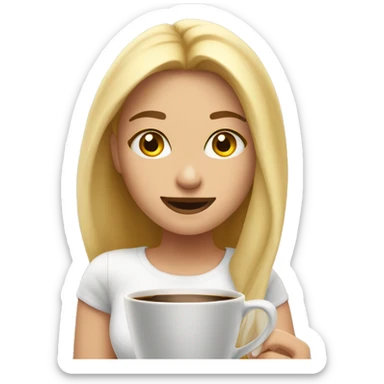 emoji de una chica rubia tomando café  sticker