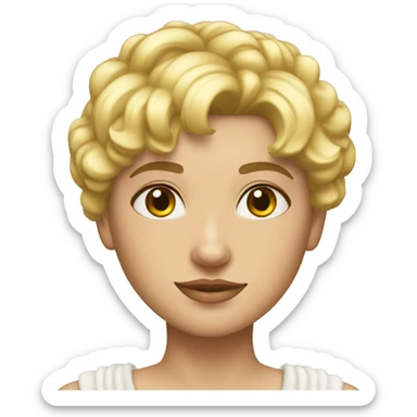 Blond short hair hazel eyes Goddess on throne sticker
