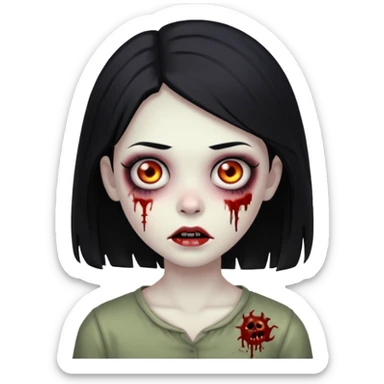 girl zombie with black hair sticker