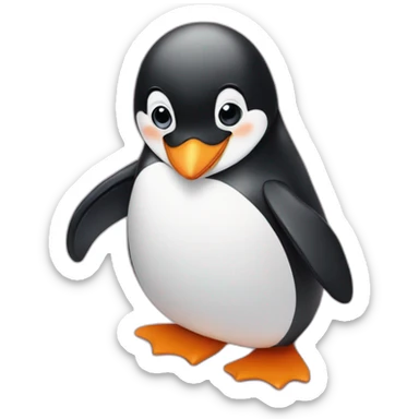 penguin with hearts sticker