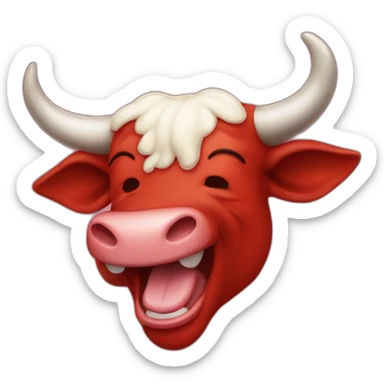 bull red in color is laughing tears coming out of eyes sticker