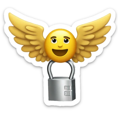 a lock, the lock has wings, the lock also has big muscular arms sticker