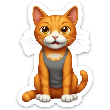 evil orange cat with Gray T-Shirt and Brown Shoes sticker