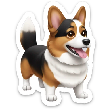 black white and brown corgi  sticker