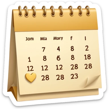 cute kalender , really light yellow/gold/brown themed with maybe a little heart on it. its paper in it and rings at the top of it where the paper is on. it needs to look like its drawed of smt and the rings at the top instead.  sticker