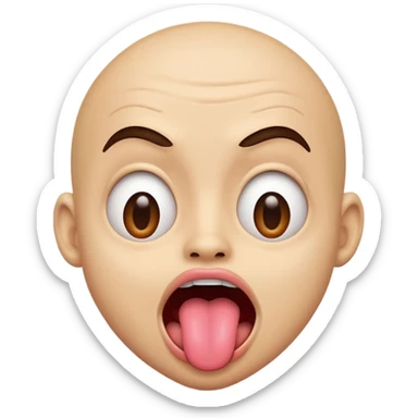 A shaking head emoji with tounge out looking crazy sticker
